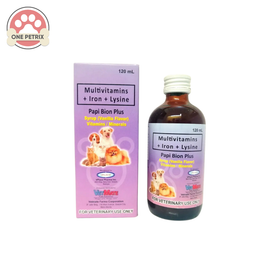 Papi Bion Plus Iron + Multivitamins + Lysine Vanilla Flavor for Cats and Dogs 120ml