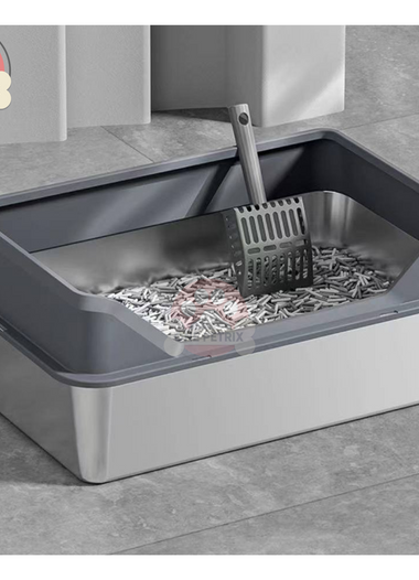 Stainless Steel Cat Litter Box with Scooper 35CM x 50CM x 20CM