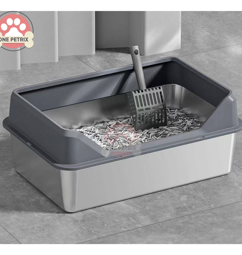 Stainless Steel Cat Litter Box with Scooper 35CM x 50CM x 20CM