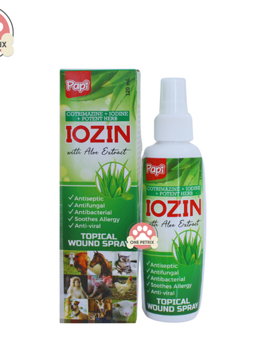 Papi Iozin Topical Wound Spray (Anti Septic, Anti Bacterial, Anti Fungal) - 120ML