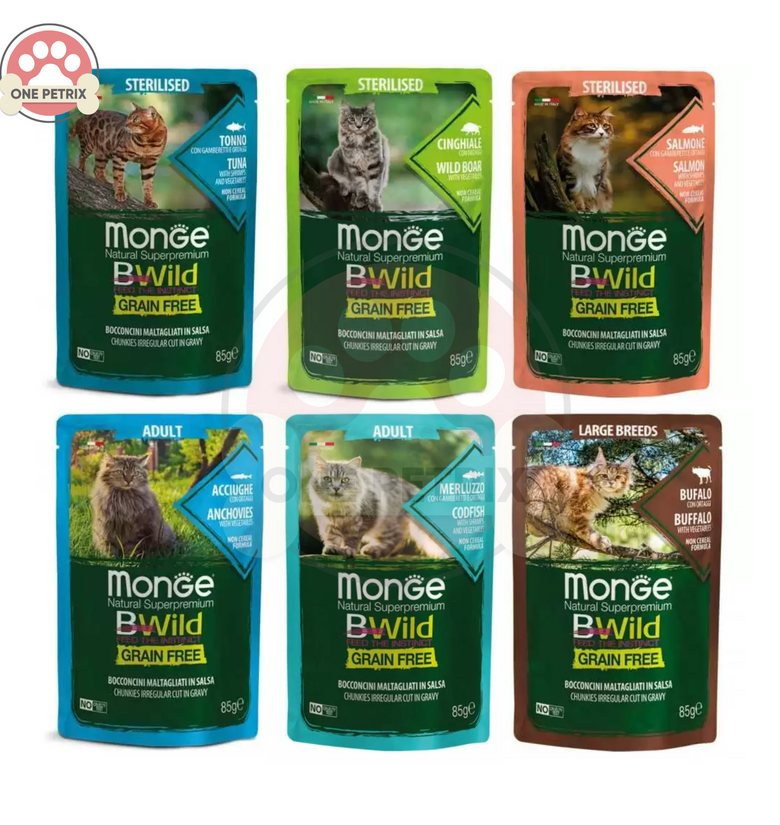 Monge Bwild Pouch Grain-Free Wet Cat Food 85g