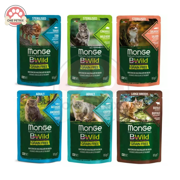 Monge Bwild Pouch Grain-Free Wet Cat Food 85g – One Petrix