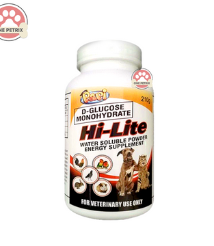 Papi Hi-Lite Water Soluble Powder Energy Supplement For Pets (Dextrose Powder) 210G