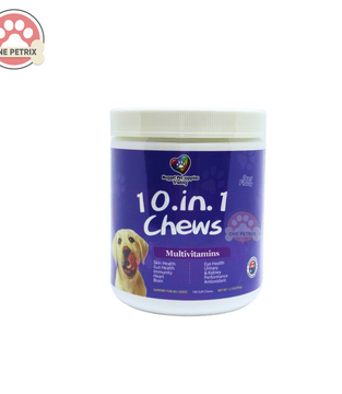 10 in 1 Chews Multivitamins for Dogs : Skin, Gut, Immunity, Heart, Brain (Beef Flavor) - 180 Chews