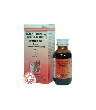 Gembifer Iron Drops for Pets (Dogs and Cats) Iron+ Folic Acid + Cyanocobalamin 30ml