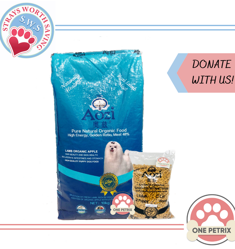 Donate to Strays Worth Saving - Aozi Organic Hypoallergenic Puppy Dog Food (Lamb and Apple Flavor)