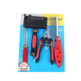 4 - Piece Pet Care Grooming Set (Brush, Comb, Nail Cutter, Nail File)