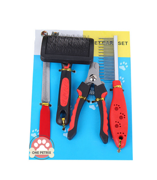 4 - Piece Pet Care Grooming Set (Brush, Comb, Nail Cutter, Nail File)