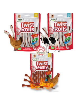 Dentalight Twist Dog Treats / Snack 100G - ( Rawhide Rolls , Meaty Twist)
