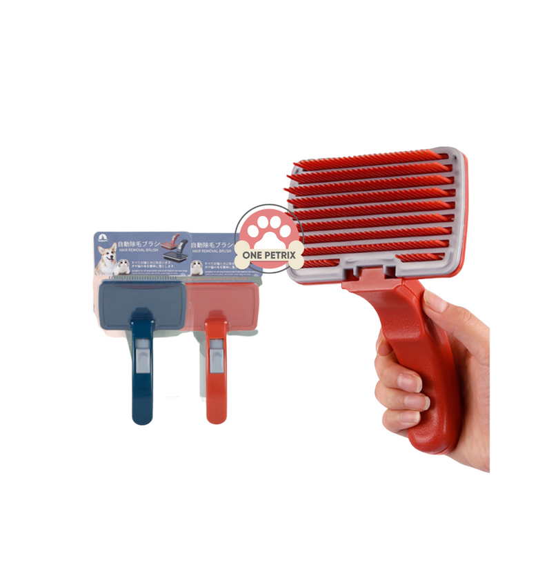 Self Cleaning Comb with One Click Hair Removal (Blue, Red)