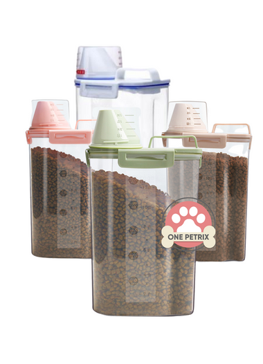 Transparent Airtight Pet Food Container with Measuring Cup (1.5L / 2.5L)