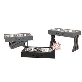 Elspet Elevated / Adjustable Pet Bowls with Two Detachable Stainless Bowls (3 Height Levels)