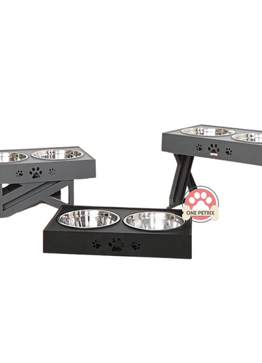Elspet Elevated / Adjustable Pet Bowls with Two Detachable Stainless Bowls (3 Height Levels)