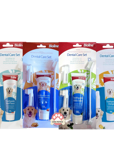 Bioline Dental Care Set (4 in 1) Finger brush, Toothbrush and Toothpaste 100G