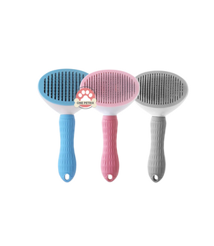 Self Cleaning Pet Comb / Brush with One Click Hair Removal - (Blue, Gray, Pink)