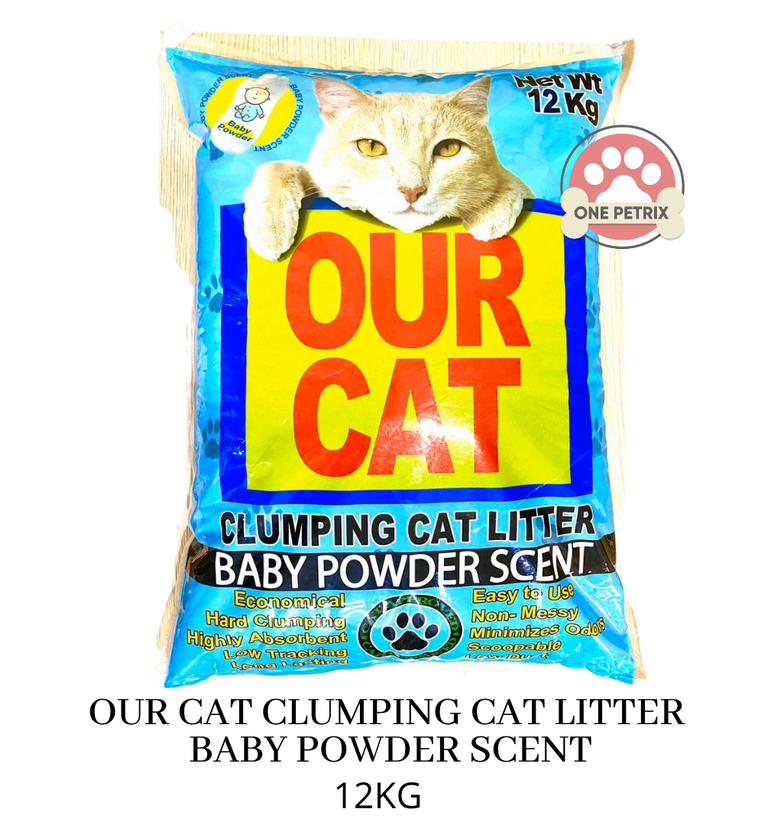 OUR CAT Clumping Cat Litter BABY POWDER SCENT One Petrix