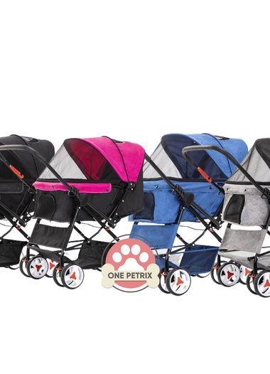 Collapsible 2 - Way Pet Stroller w/ Reversible Handle - For up to 20KG Pets #YJ-1