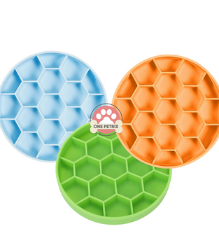 Pet Silicone Slow Feeder Bowl - Small / Large (Blue, Green, Orange)