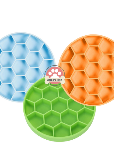 Pet Silicone Slow Feeder Bowl - Small / Large (Blue, Green, Orange)