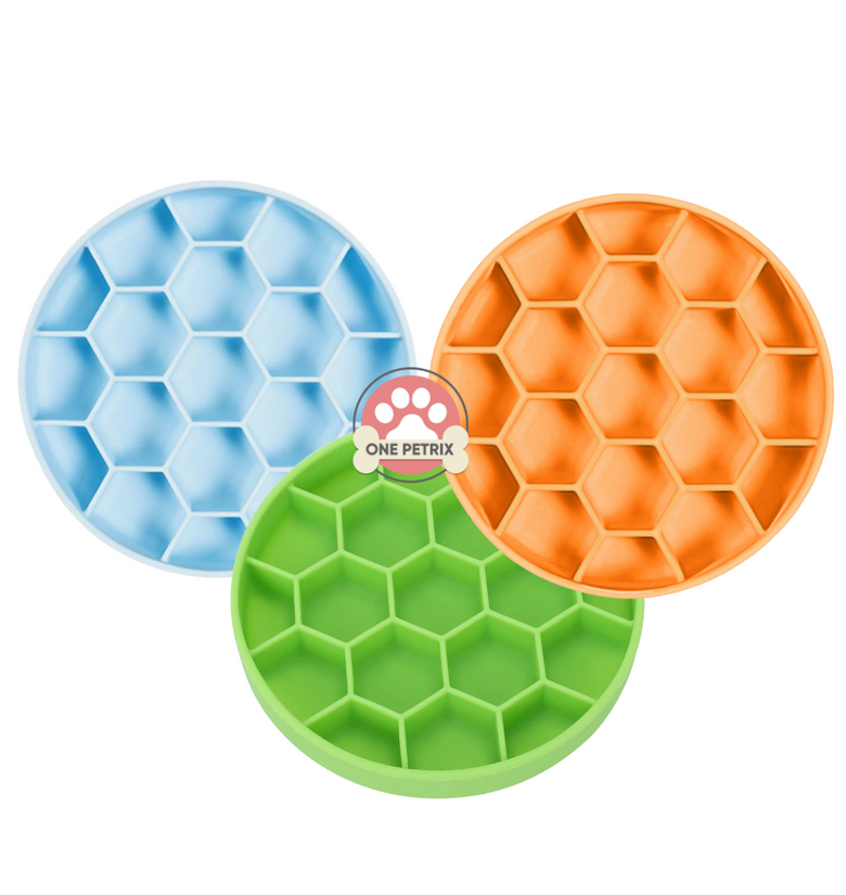 Pet Silicone Slow Feeder Bowl Small Large Blue Green Orange