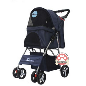 Doogo Collapsible 4 - Wheel Pet Stroller / Dog Stroller - For up to 15KG Pets #804 (Black, Blue. Brown, Pink, Red)
