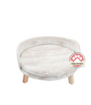 Aesthetic Pet Bed / Pet Sofa with Wood Base Dog and Cat Bed - White