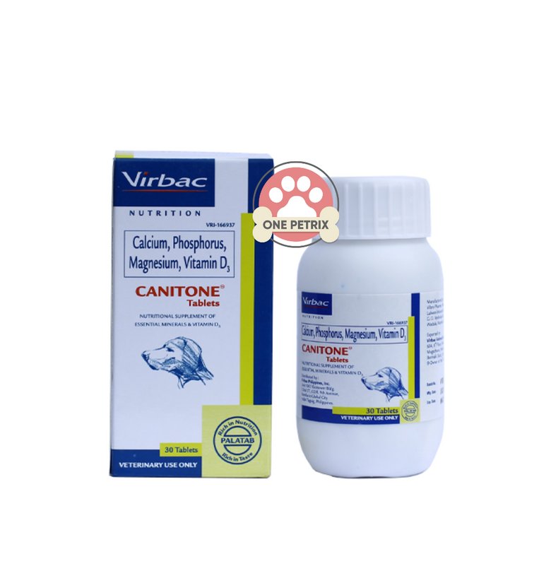 Virbac Canitone Tablets (30 Tablets) Nutritional Supplement of Essential Minerals and Vitamin D3