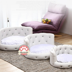 Luxury Leather Pet Bed / Pet Sofa Flat Headboard