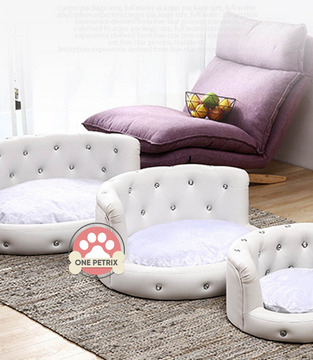 Luxury Leather Pet Bed / Pet Sofa Flat Headboard