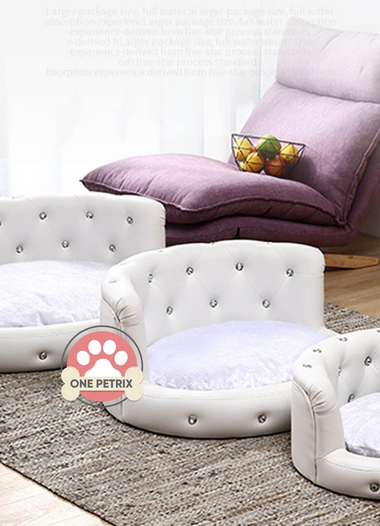 Luxury Leather Pet Bed / Pet Sofa Flat Headboard