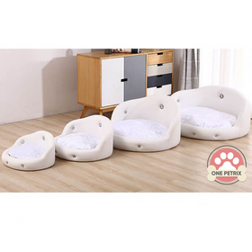 Luxury Leather Pet Bed / Pet Sofa Round Headboard