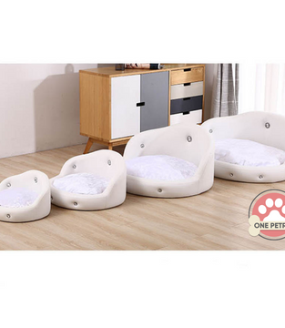 Luxury Leather Pet Bed / Pet Sofa Round Headboard