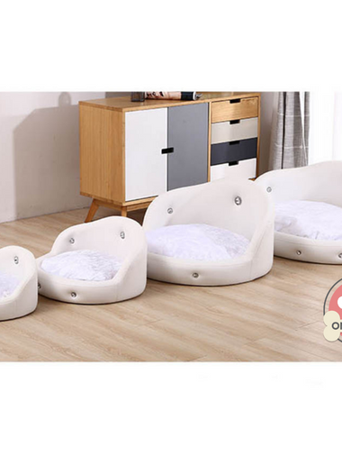 Luxury Leather Pet Bed / Pet Sofa Round Headboard