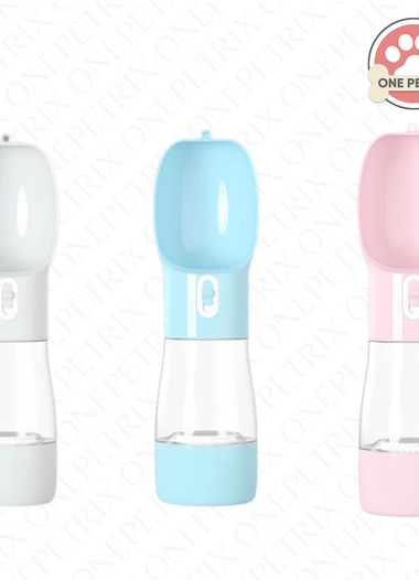 Portable Pet Travel Water Bottle with Food Compartment