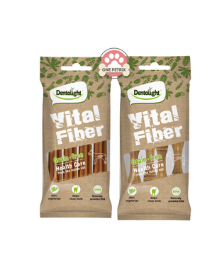 Dentalight 3" Vital Fiber Dental Dog Treat / Snack 70G - (Wellbar ,Brush)