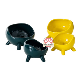 Ceramic Pet Bowl - Green, Yellow (Small / Large)