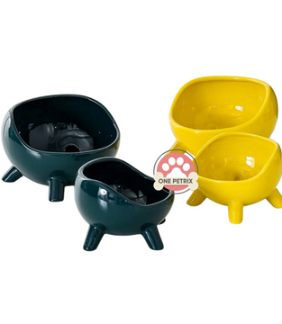 Ceramic Pet Bowl - Green, Yellow (Small / Large)
